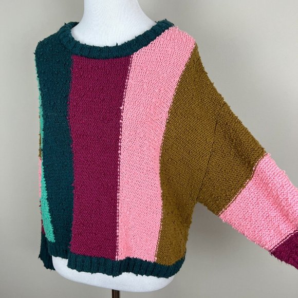 Billabong Sweater Women Small Multicolor Stripe Long Dolman Sleeve Knit Pullover - Picture 12 of 12